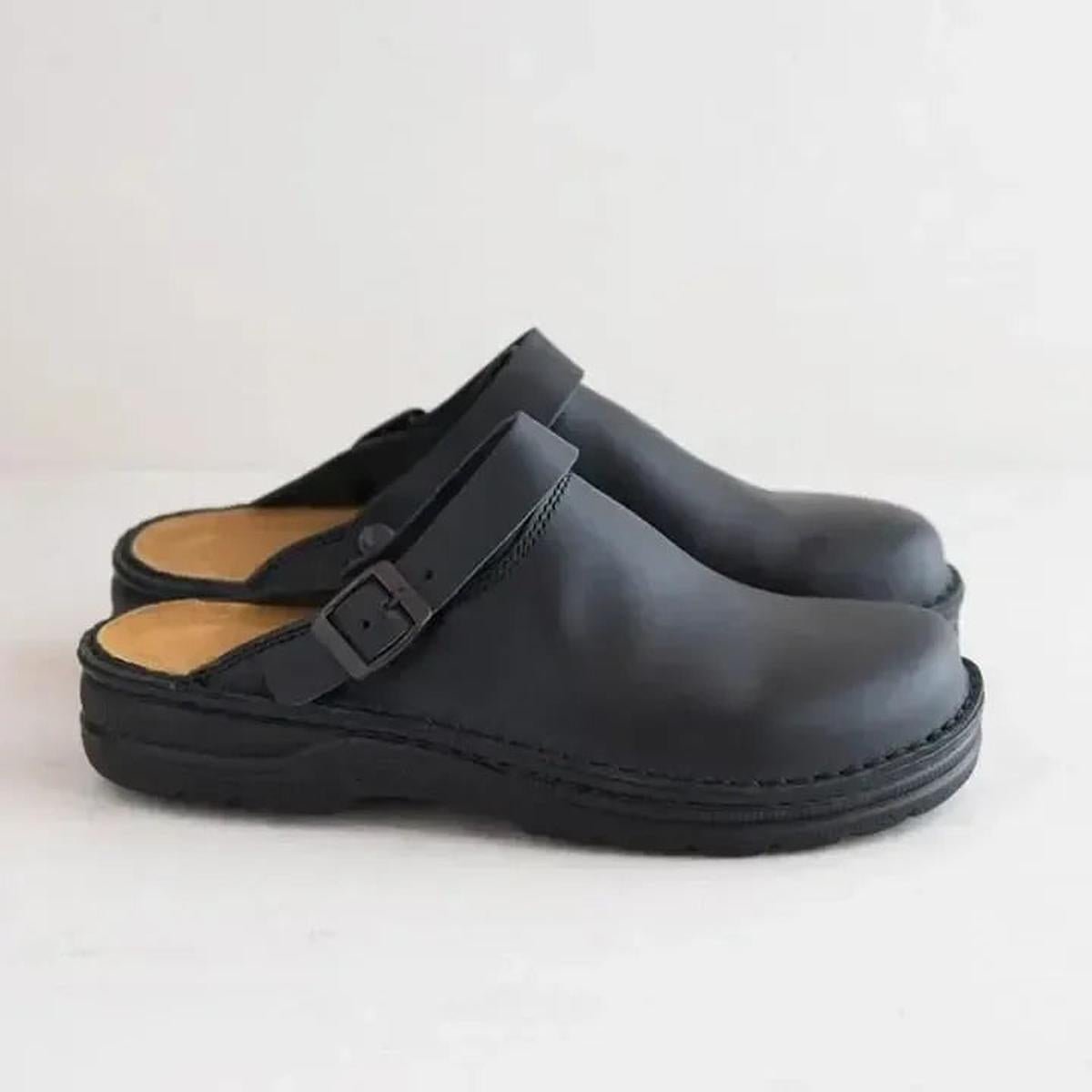 Arch Support Slippers Men Leather Wide Fit Orthopedic Indoor
