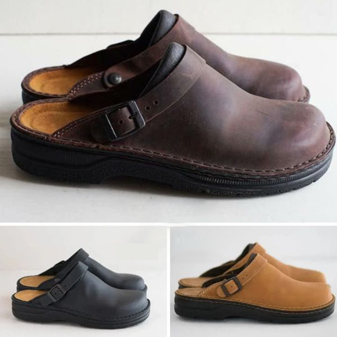 Marlowe | Men Leather Orthopedic Clogs Non-Slip
