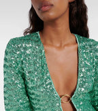 Sequin Dress Womens Mini Wide Sleeve Deep V Neck Sparkly Glitter