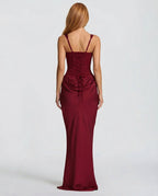 Maxi Dress Corset Bodice Draped Skirt Square Neckline | Clea