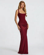 Maxi Dress Corset Bodice Draped Skirt Square Neckline | Clea