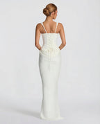 Maxi Dress Corset Bodice Draped Skirt Square Neckline | Clea