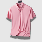 Mens Polo Shirt Lightweight Silk Relaxed Fit Structured Collar