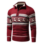 Christmas Jumper Men | Warm Cotton Blend Zip High Neck Regular Fit