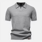 Men Polo Shirt Slim Fit Textured Knit Lightweight Breathable Wear