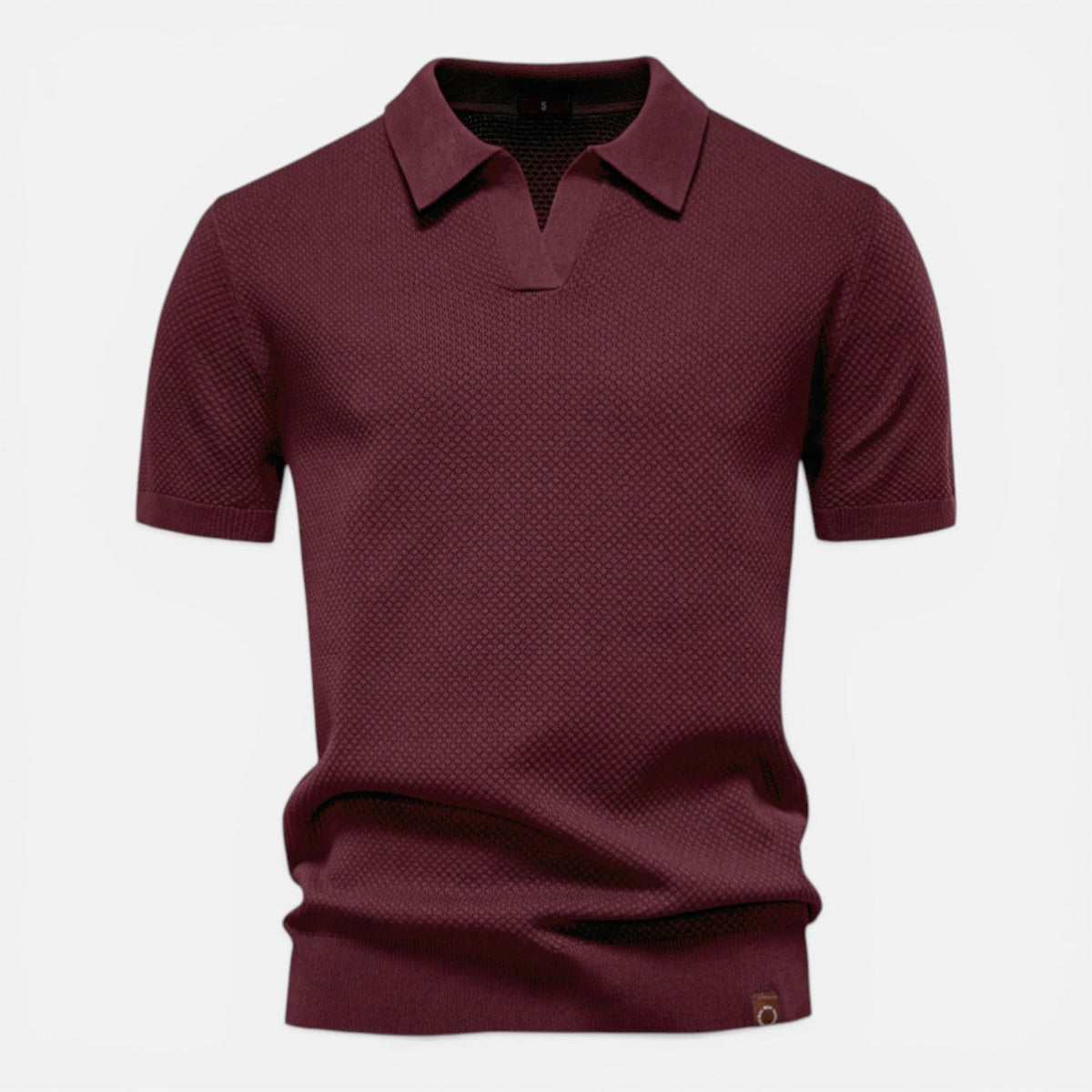 Men Polo Shirt Slim Fit Textured Knit Lightweight Breathable Wear