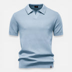 Men Polo Shirt Slim Fit Textured Knit Lightweight Breathable Wear