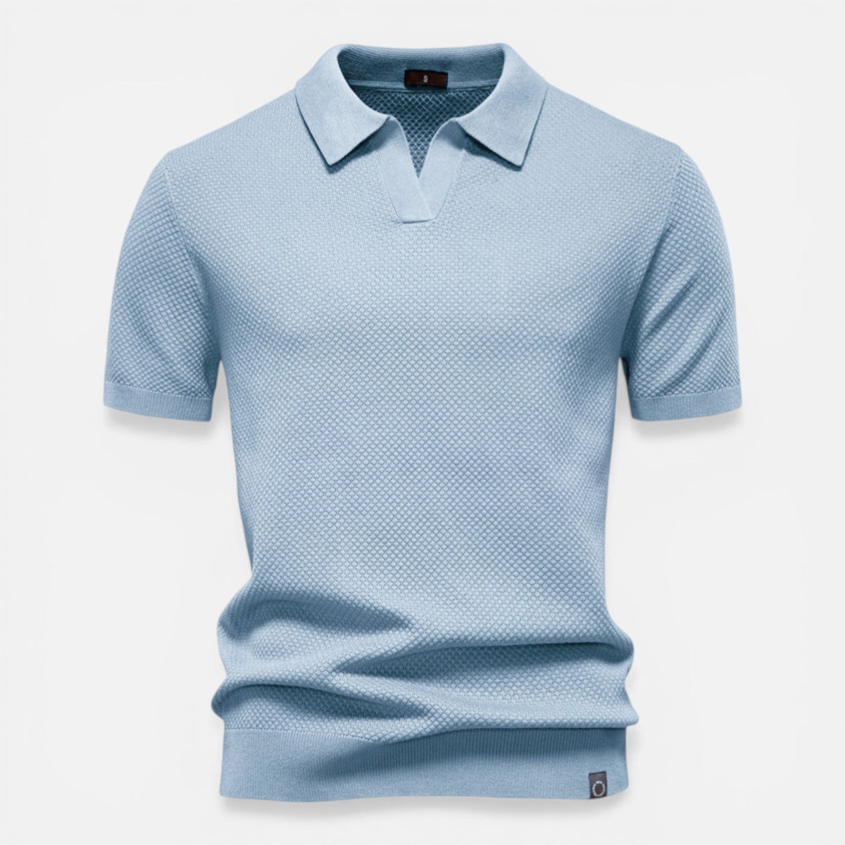 Men Polo Shirt Slim Fit Textured Knit Lightweight Breathable Wear