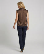 Nina | Sleeveless Bow Blouse | Women's Satin Viscose | Flowy, Office