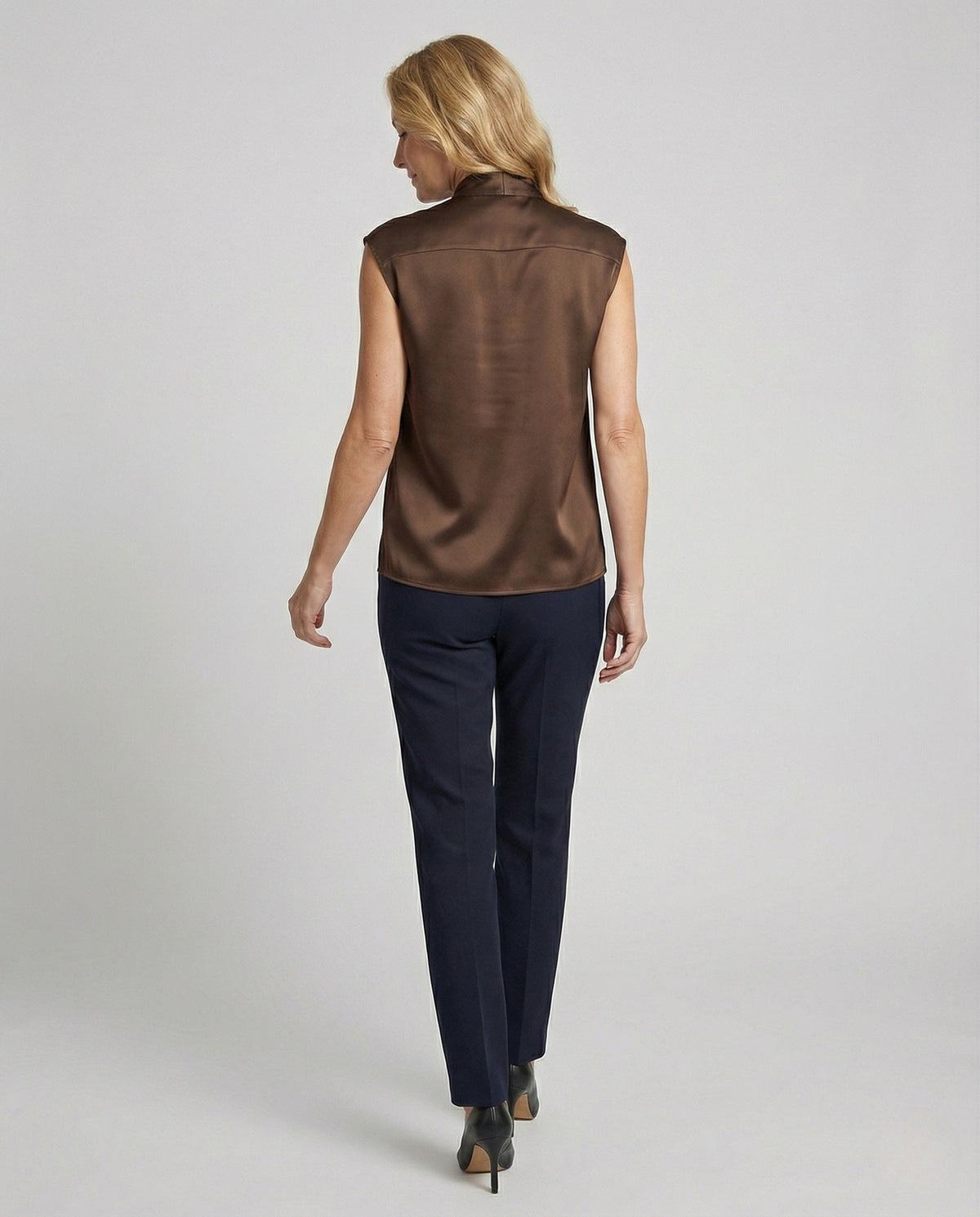 Nina | Sleeveless Bow Blouse | Women's Satin Viscose | Flowy, Office