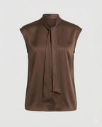 Nina | Sleeveless Bow Blouse | Women's Satin Viscose | Flowy, Office