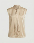 Nina | Sleeveless Bow Blouse | Women's Satin Viscose | Flowy, Office