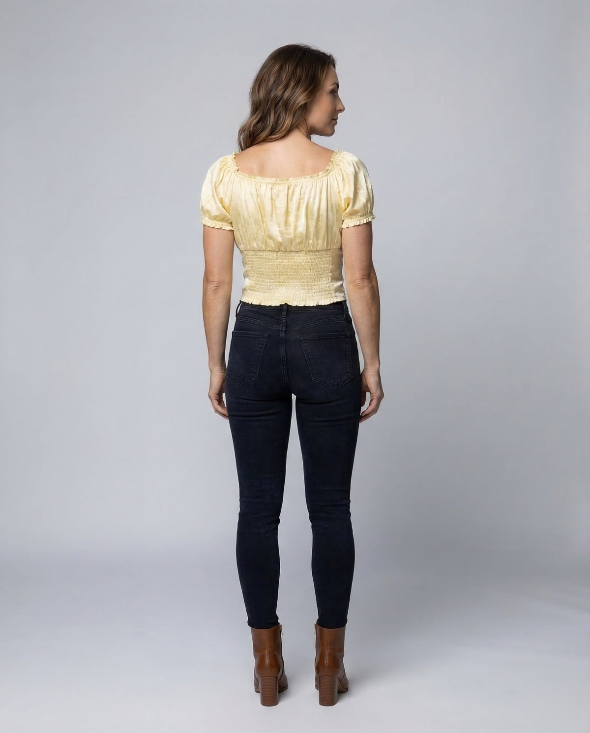 Women Corset Top Satin Puff Sleeve Crop | Tessa