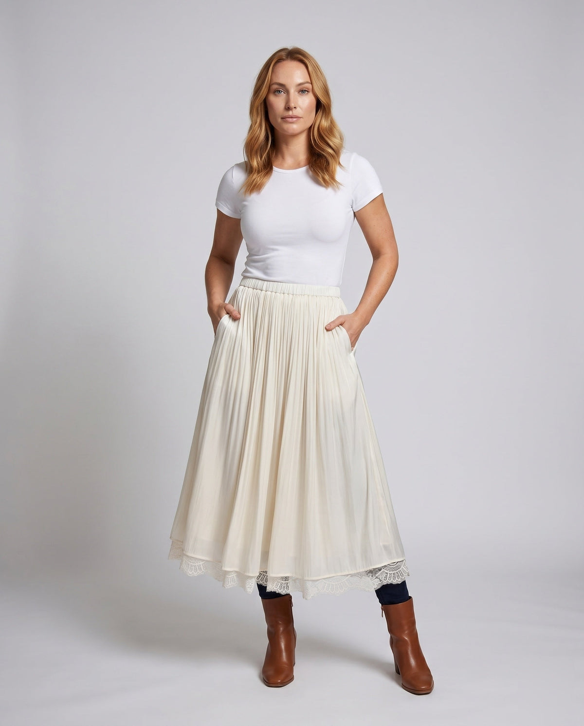 Women Lace Maxi Skirt Flowy Elastic Waist | Ottavia
