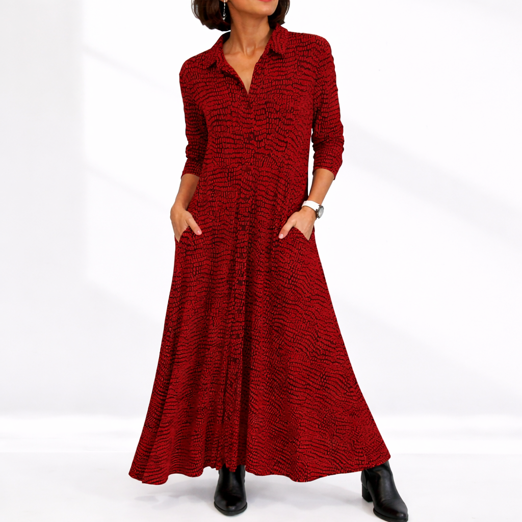 Valentina | Midi Shirt Dress | Relaxed Fit, Long Sleeve | Side Pockets