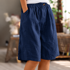 Mens Linen Shorts Relaxed Fit Wide Leg Lightweight Breathable