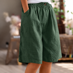 Mens Linen Shorts Relaxed Fit Wide Leg Lightweight Breathable