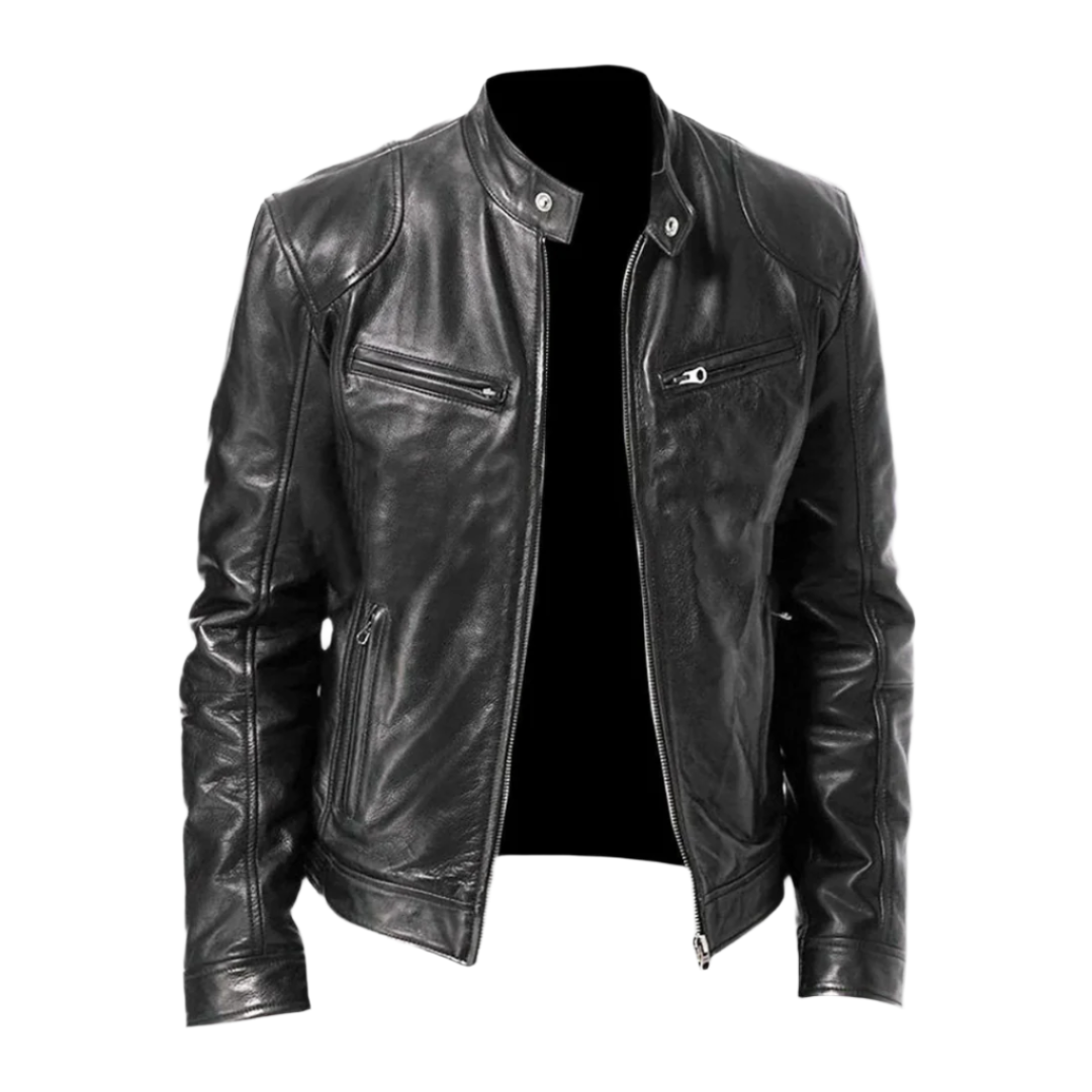 Fleur | Men's Leather Jacket | Classic Bomber, Slim Fit | Genuine Leather