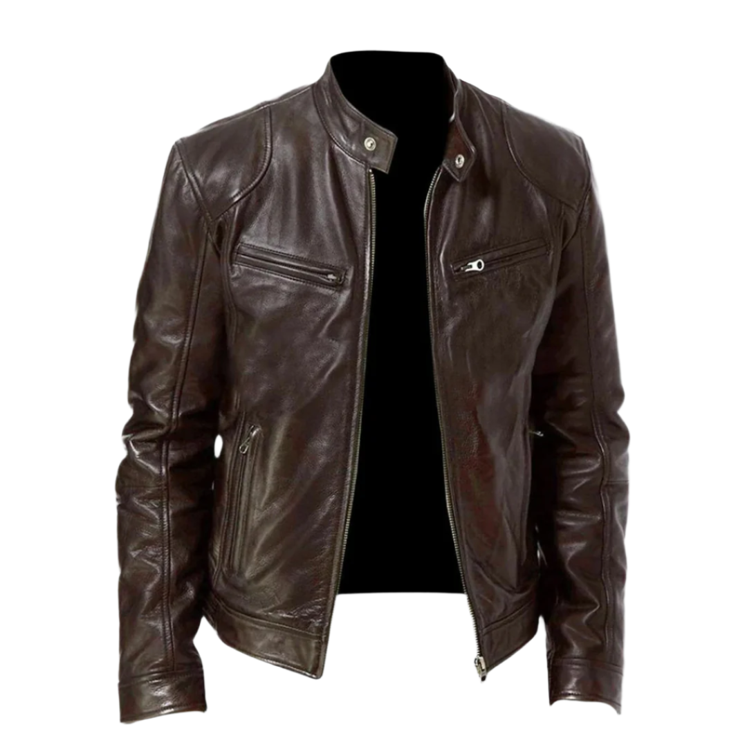 Fleur | Men's Leather Jacket | Classic Bomber, Slim Fit | Genuine Leather