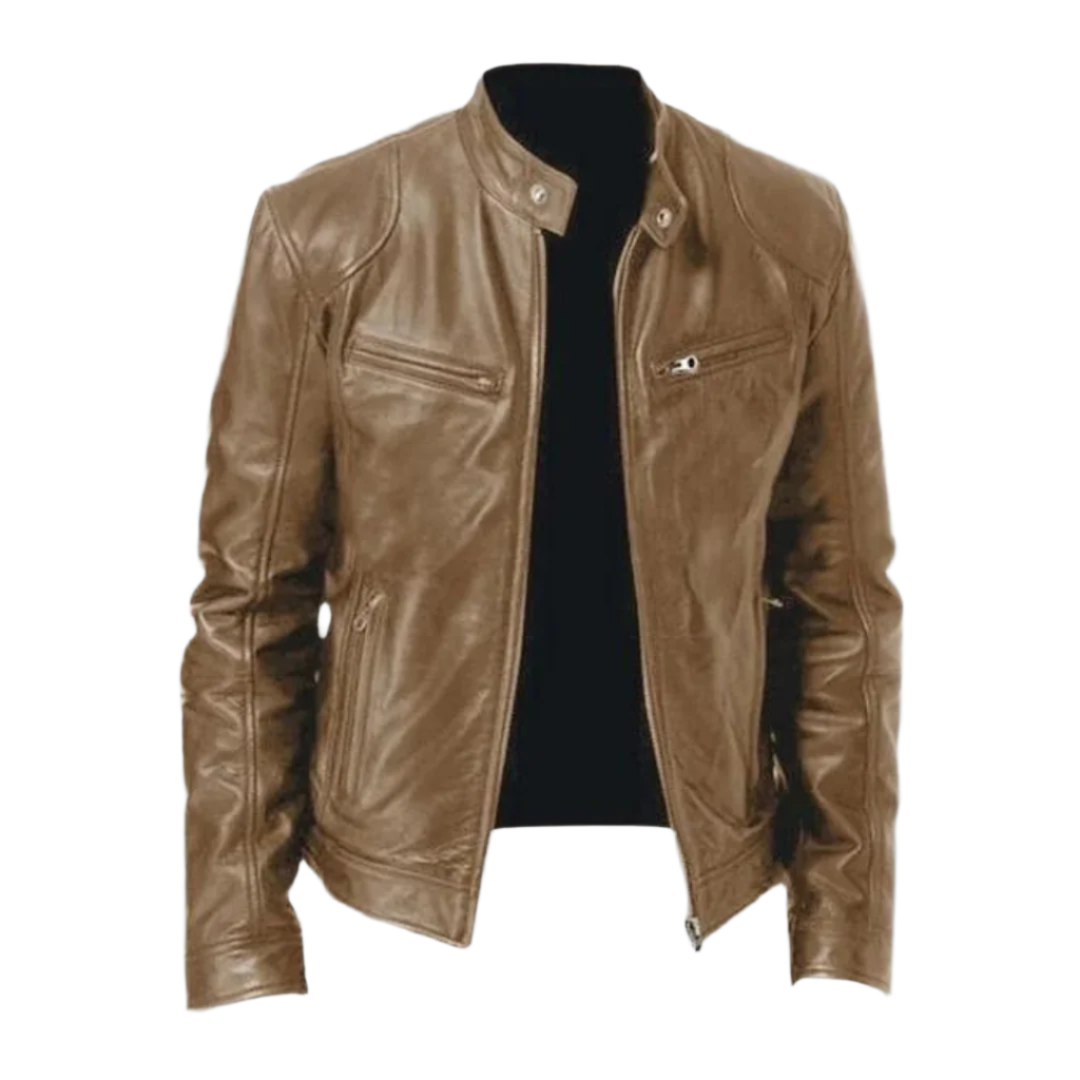 Fleur | Men's Leather Jacket | Classic Bomber, Slim Fit | Genuine Leather