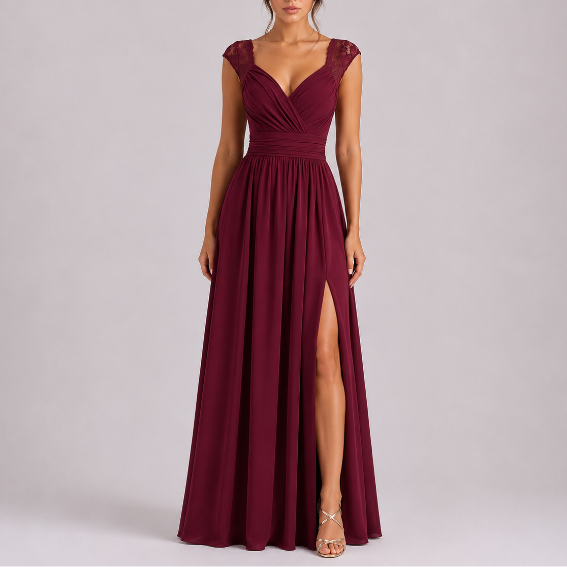 Posy | Maxi Dress | Lace Shoulder, Formal Evening Gown | Floor Length