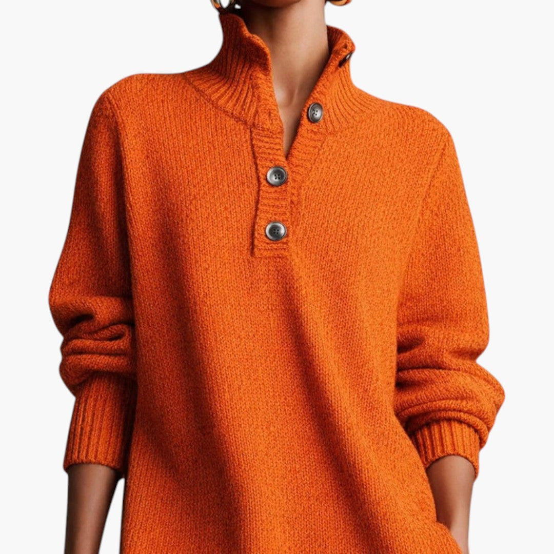 Women Midi Dress Long Sleeve High Neck