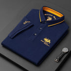 Polo Shirt Men Cotton Blend Breathable Modern Fit Short Sleeve