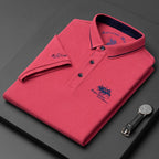 Polo Shirt Men Cotton Blend Breathable Modern Fit Short Sleeve