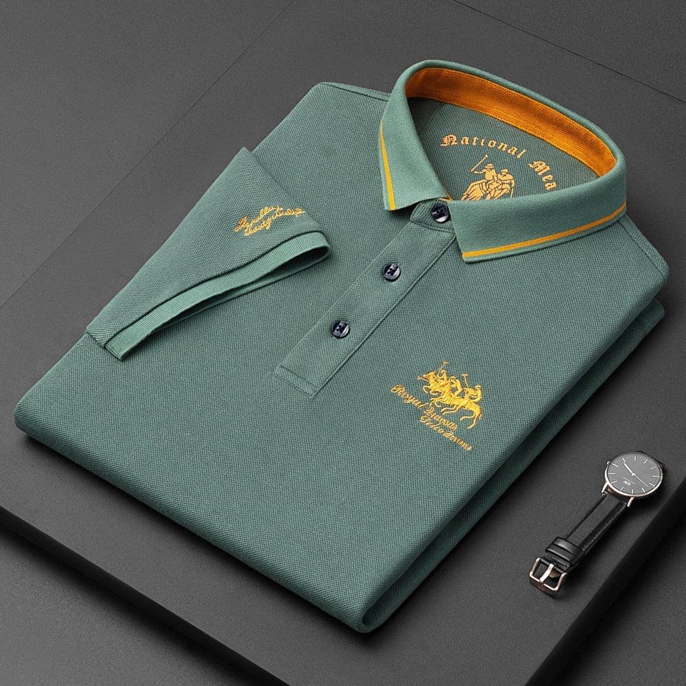 Polo Shirt Men Cotton Blend Breathable Modern Fit Short Sleeve