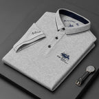 Polo Shirt Men Cotton Blend Breathable Modern Fit Short Sleeve