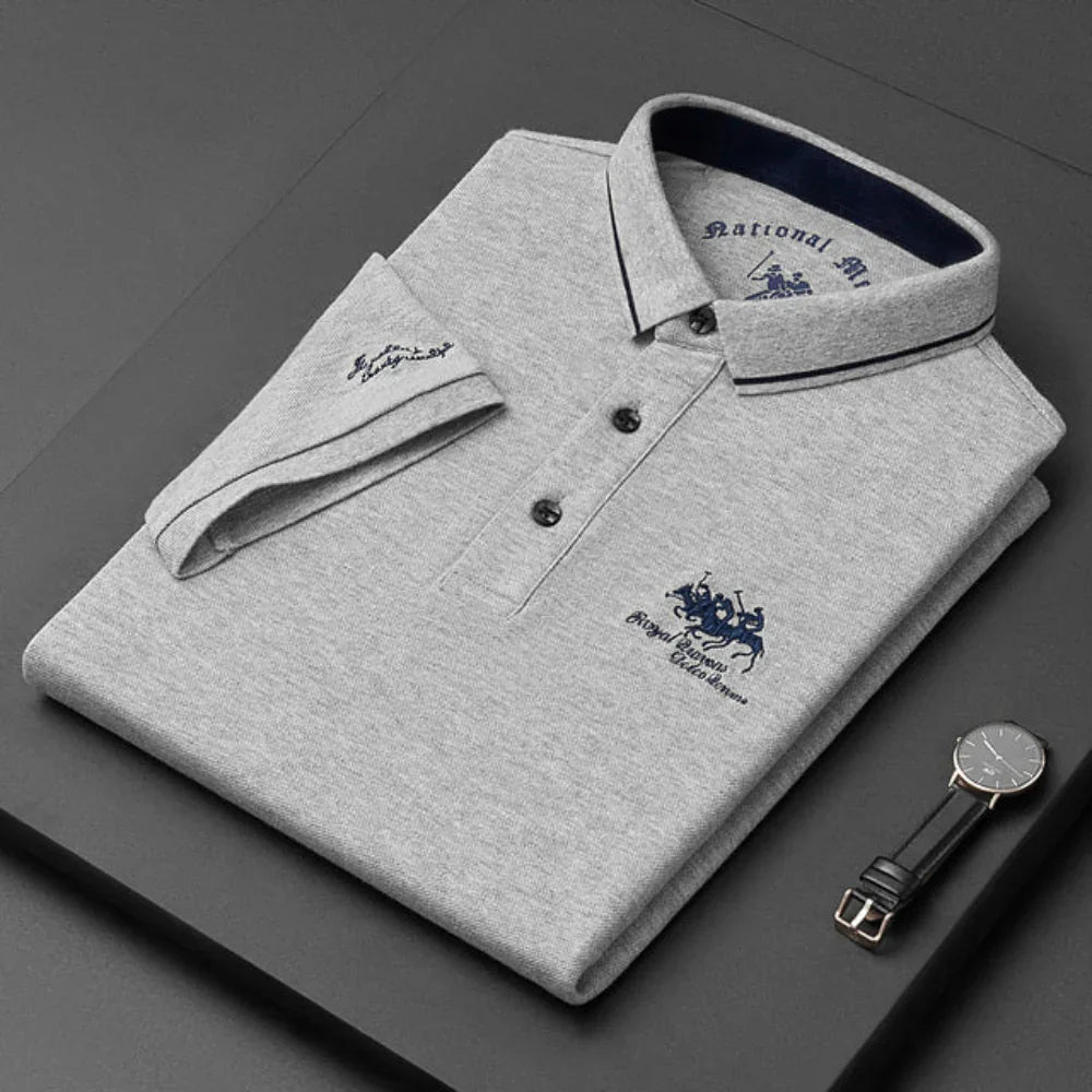 Polo Shirt Men Cotton Blend Breathable Modern Fit Short Sleeve