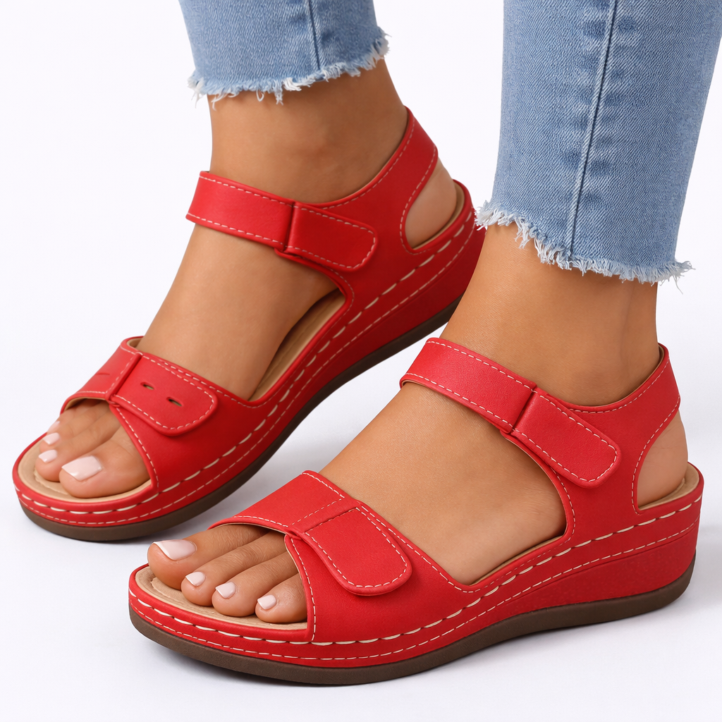 Cleo | Women's Orthopedic Sandals | Wedge Heel, Adjustable Strap | Open Toe