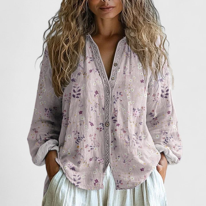 Zelda | Women Blouse Retro Leaf Print