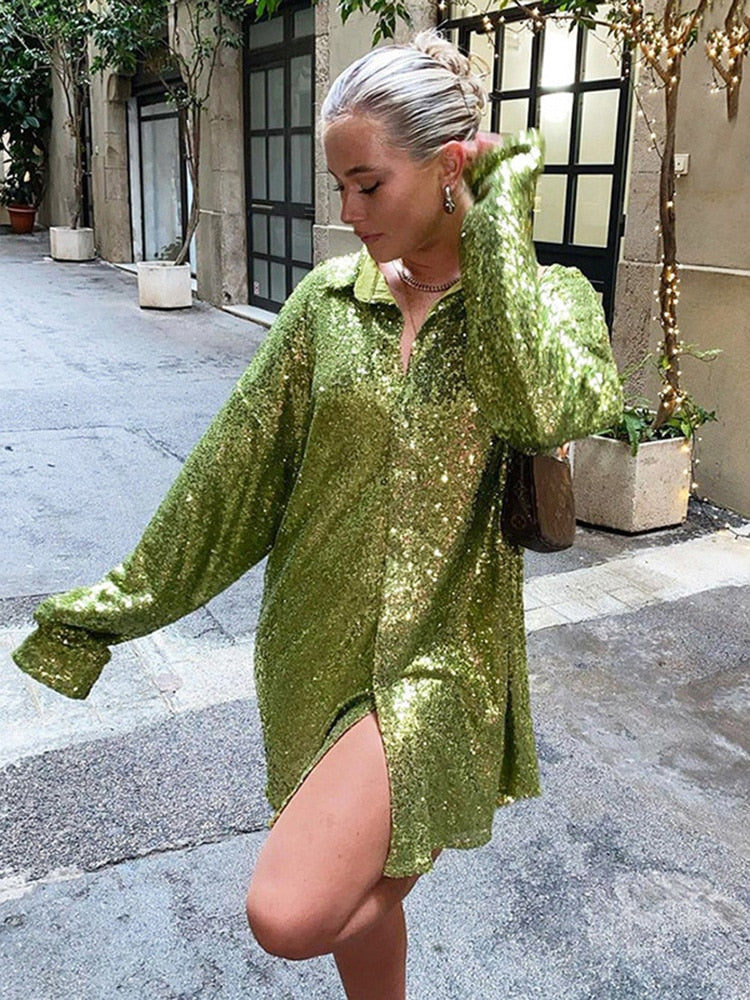 Women Sequin Oversized Blouse Glitter | Halle