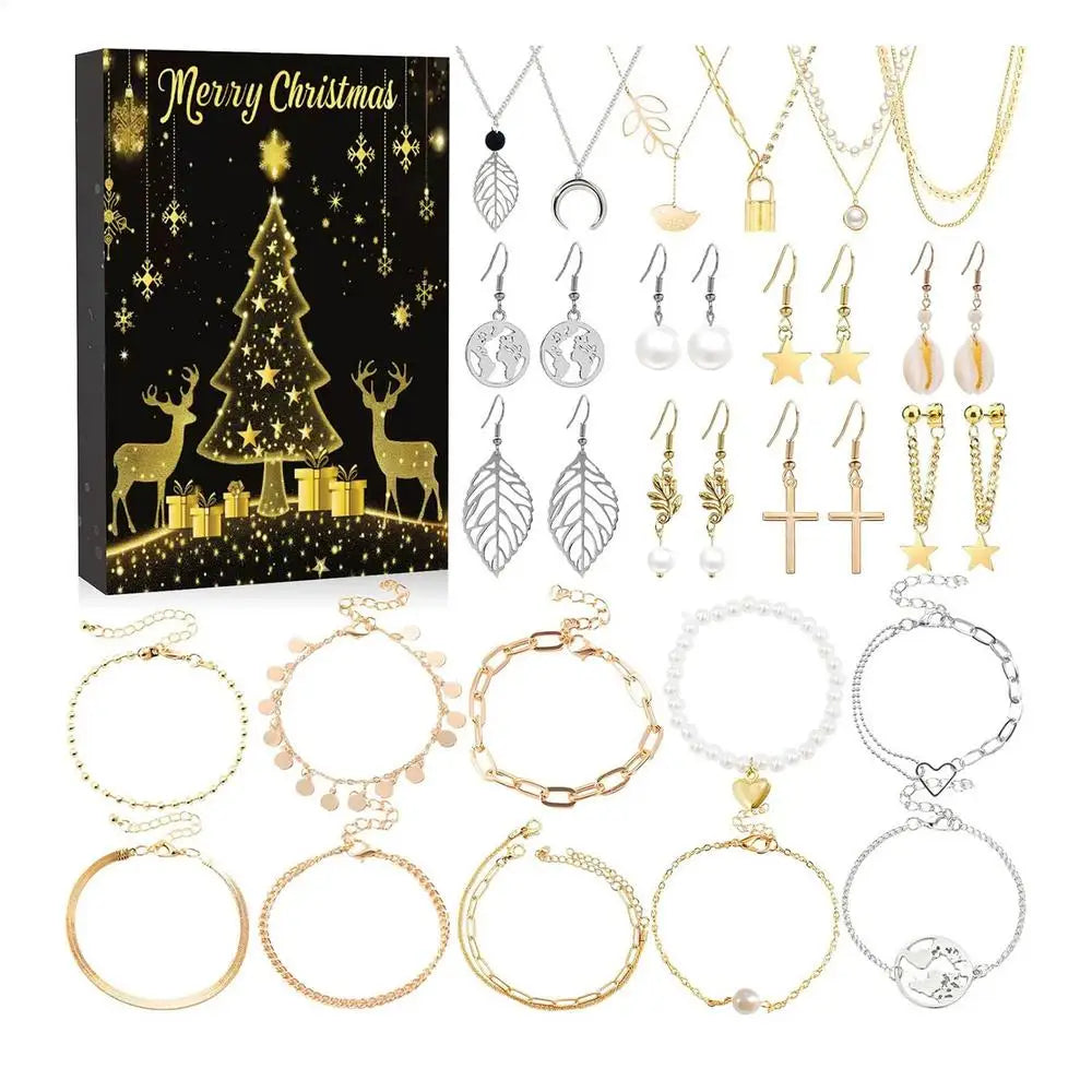 Jewelry Advent Calendar Christmas 24 Day Women Earring Bracelet Set