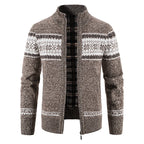 Men Christmas Jumper Knit Turtleneck Cardigan Coat Winter Fleece