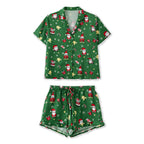 Women Christmas Pajamas 2 Piece Short Sleeve Lounge Set Shirt Shorts