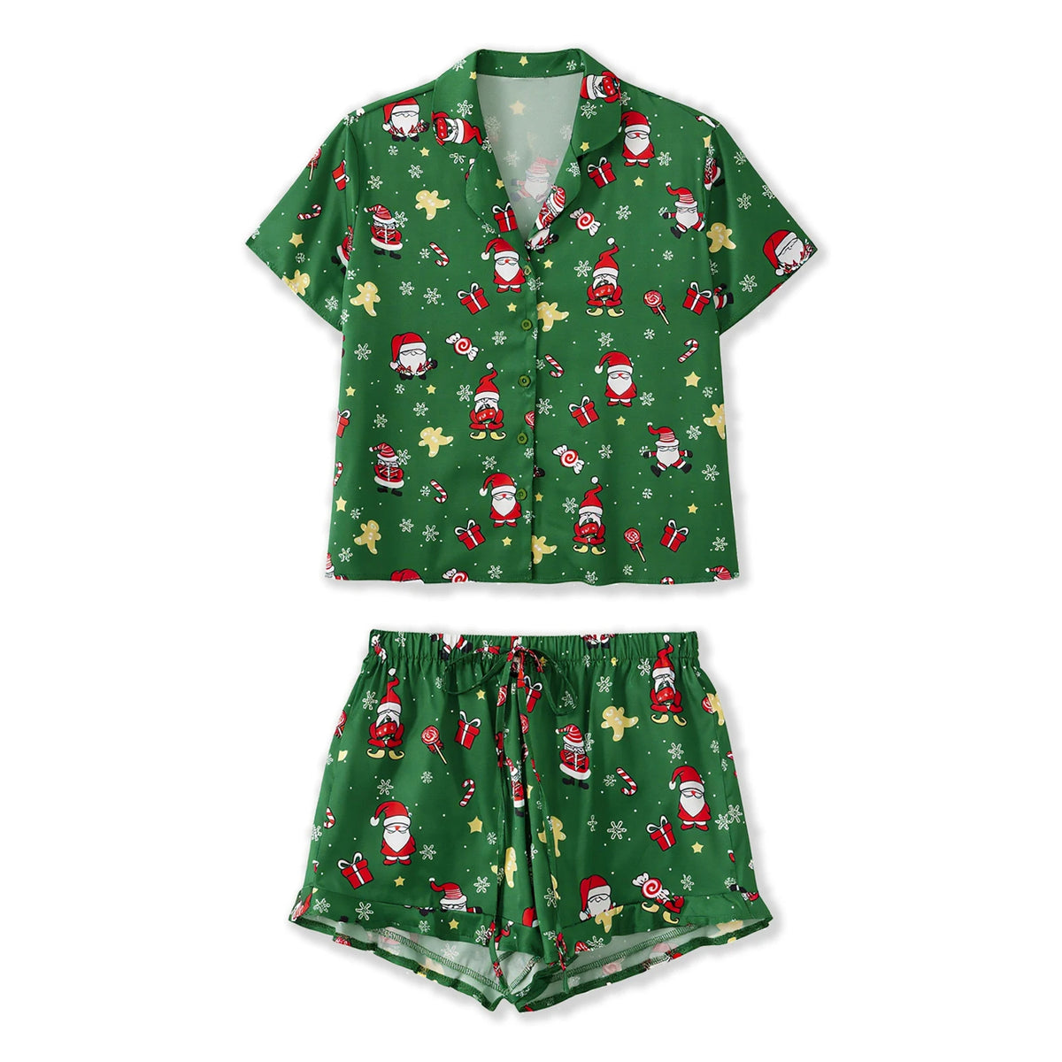 Women Christmas Pajamas 2 Piece Short Sleeve Lounge Set Shirt Shorts