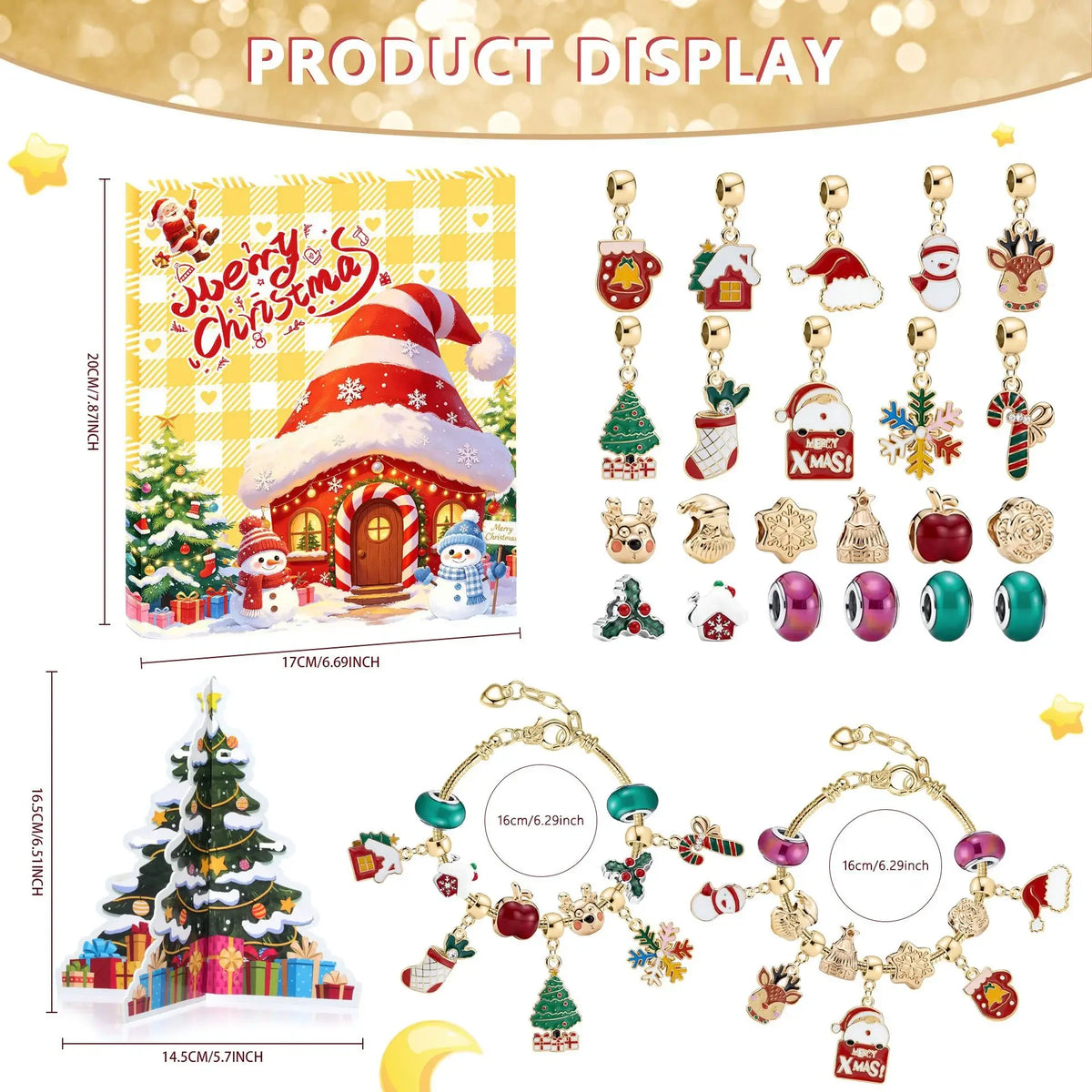 Charm Bracelet Advent Calendar 24 Piece Christmas Countdown Set