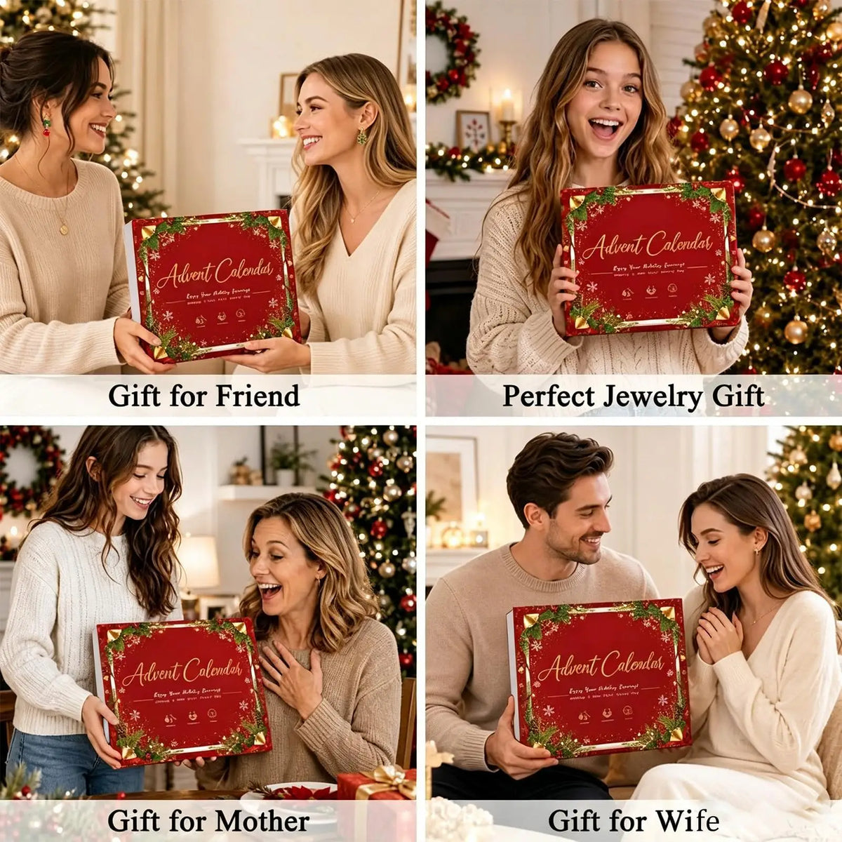 Jewelry Advent Calendar 24 Days Christmas Dangle Earrings Set Women