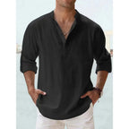 Hawaiian Shirt Men | Cotton Linen Lightweight Long Sleeve Beach Shirt