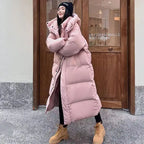 Women Long Down Jacket Hooded