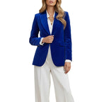 Velvet Blazer Women Formal Long Sleeve Notched Collar Tailored