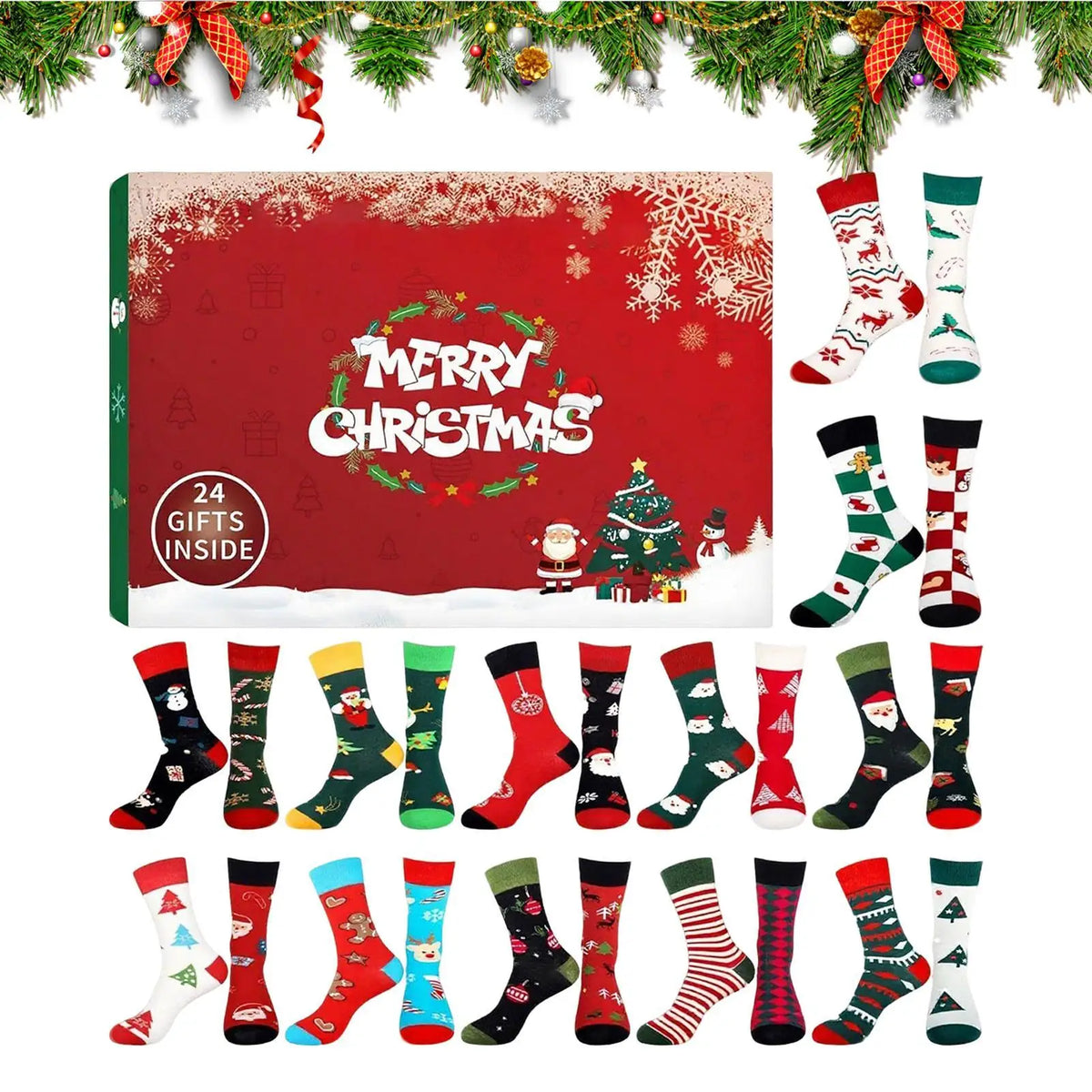 Sock Advent Calendar 2025 Christmas Countdown 12 Pairs Cotton Socks