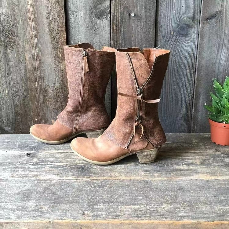 Women's Autumn Boots | Brown Leather, Water-Resistant | Gigi
