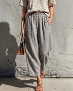 Wide Leg Linen Pants Women Relaxed Fit Drawstring Waist | Kaia
