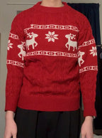 Christmas Jumper Men | Thick Knit Reindeer Pattern Winter Warm