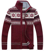 Christmas Cardigan Men | Nordic Pattern Knit Zip Up Long Sleeve Winter