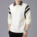 Men Cotton Blend Long Sleeve Polo Zipper