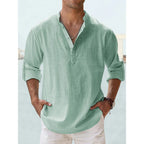 Hawaiian Shirt Men | Cotton Linen Lightweight Long Sleeve Beach Shirt